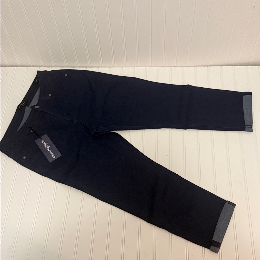 Measure & Made Dark Navy Crop Jeans Size 12.2